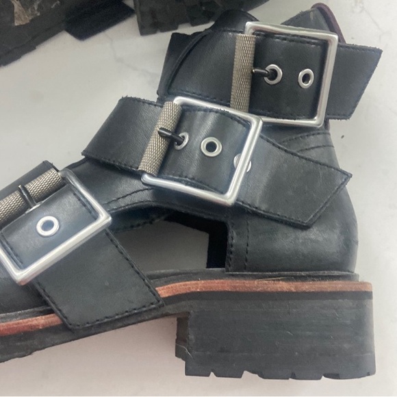 Boho RAG & BONE Boot Ankle Moto Booties Sandals Leather Black Red Maroon Size 8 - Picture 5 of 6